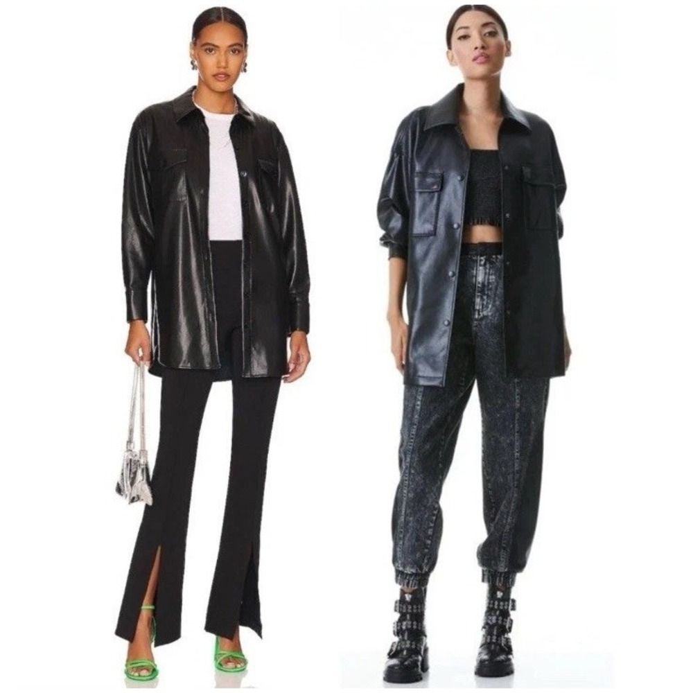 Alice + Olivia | Dimitra Vegan Leather Oversized Button Down Women's Size XS